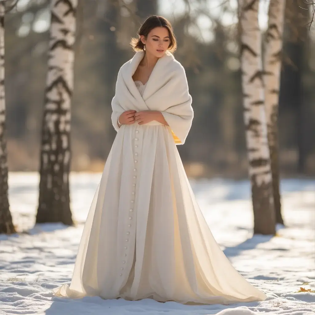 cozy cashmere wrap winter wedding dress