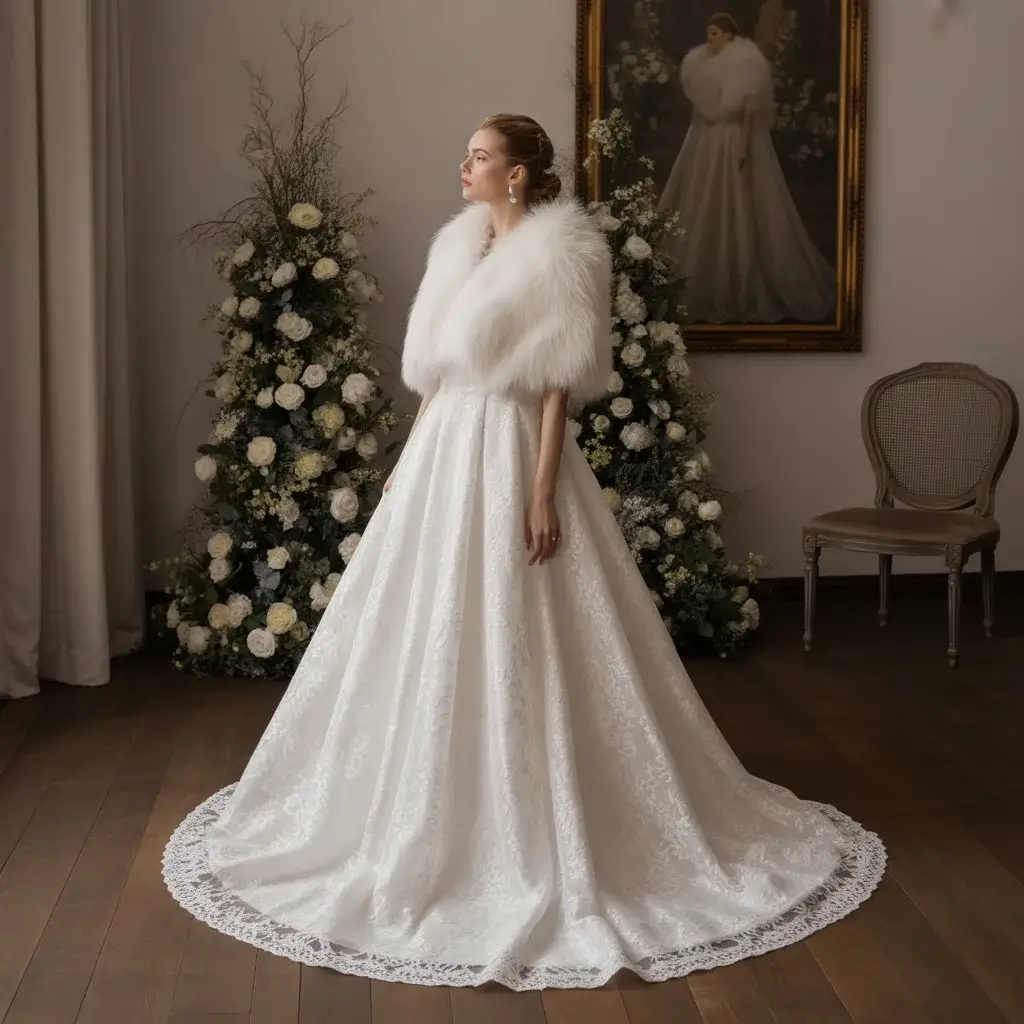 faux fur stole winter glamour dress