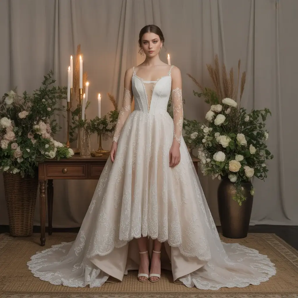 15 See Through Wedding Dresses Trending Now 15 high low sheer hemline wedding dress