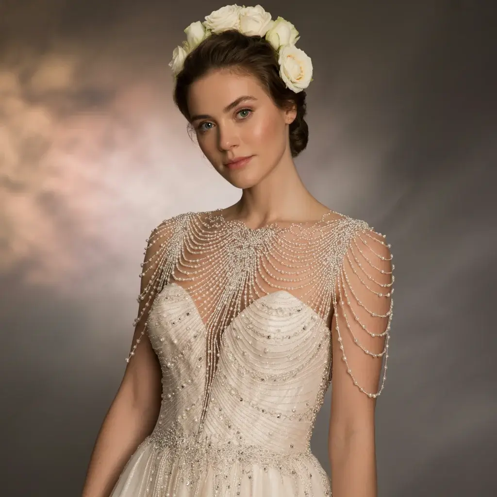 illusion neckline embellished wedding dress