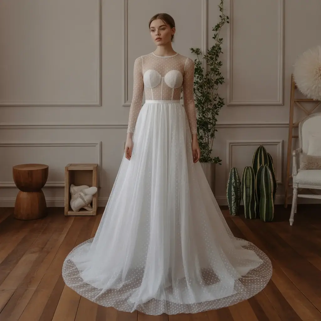 15 See Through Wedding Dresses Trending Now 8 modern minimalist sheer wedding dress