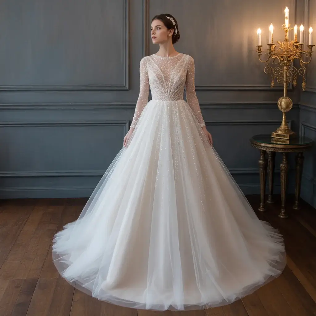 15 See Through Wedding Dresses Trending Now 4 tulle overlay a-line wedding gown
