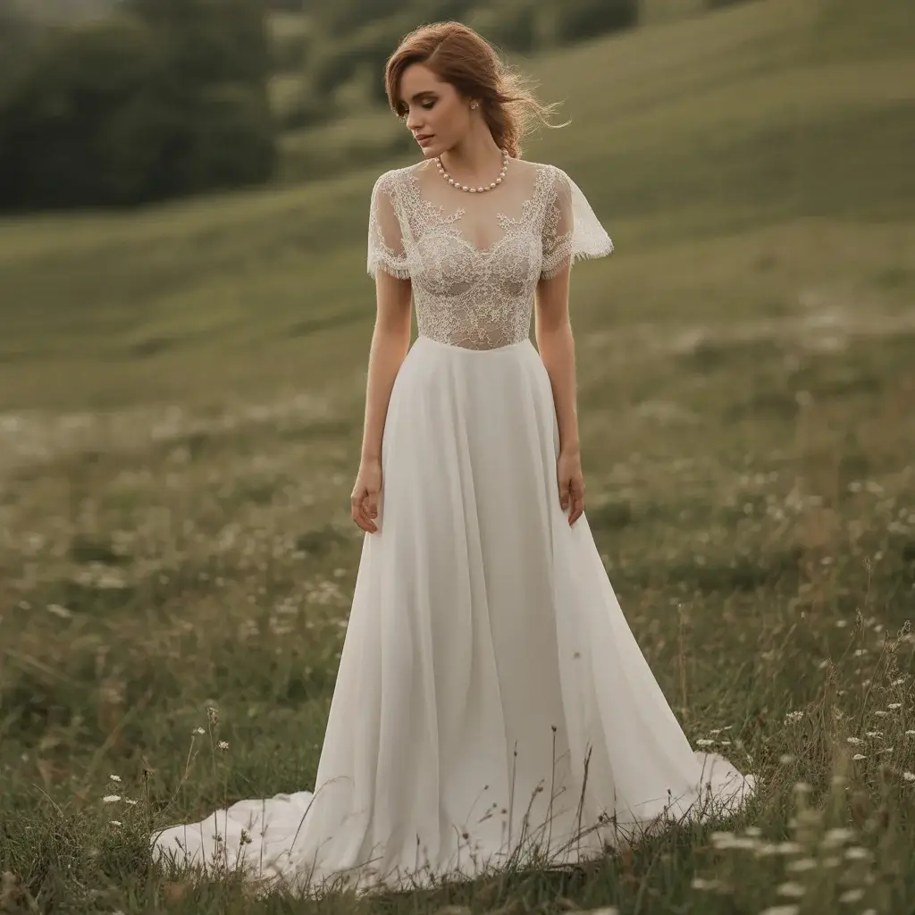 15 See Through Wedding Dresses Trending Now 6 vintage lace sheer bodice wedding dress