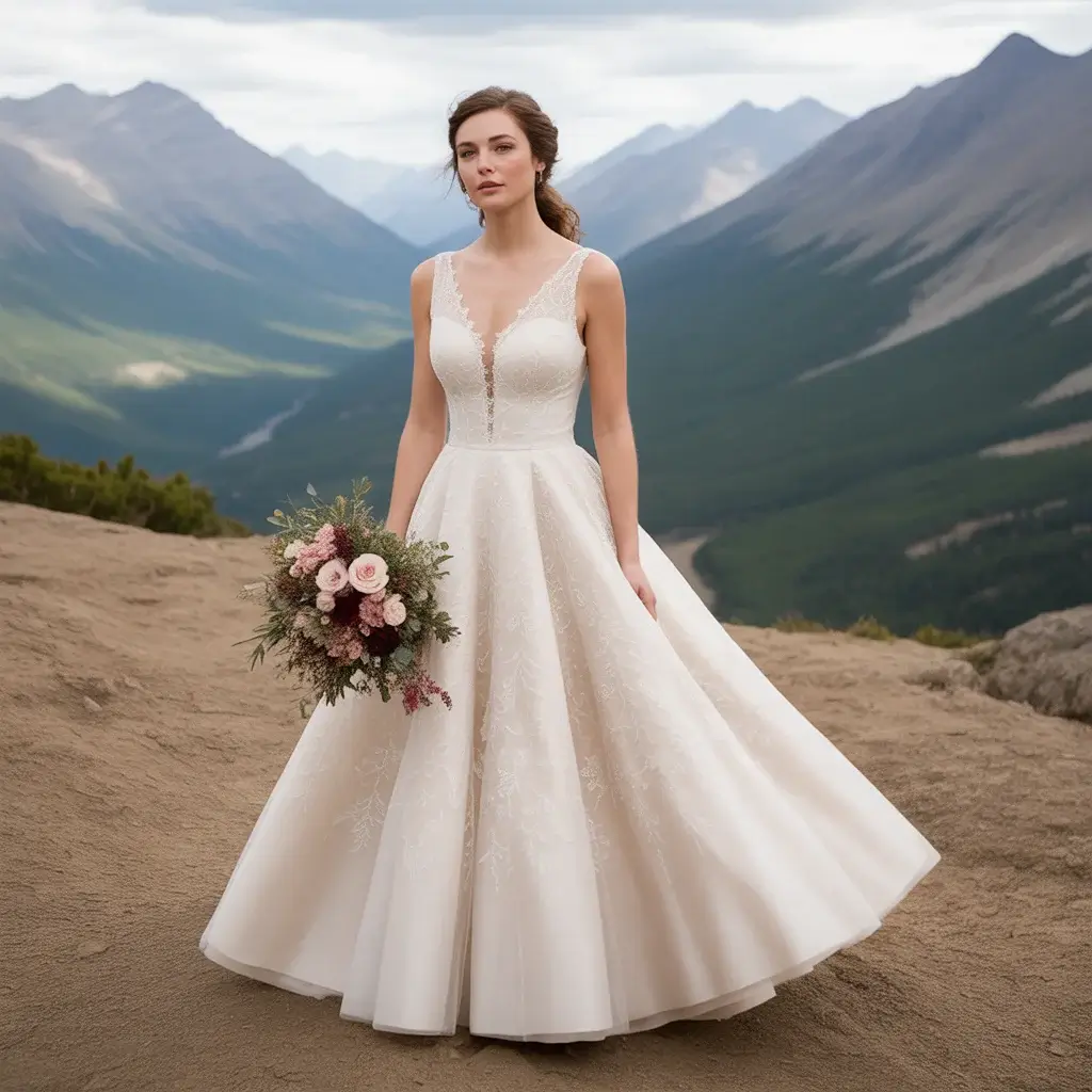 15 Wedding Dresses for Mountain Weddings 4 Adventure-Ready Tea-Length Style Dress