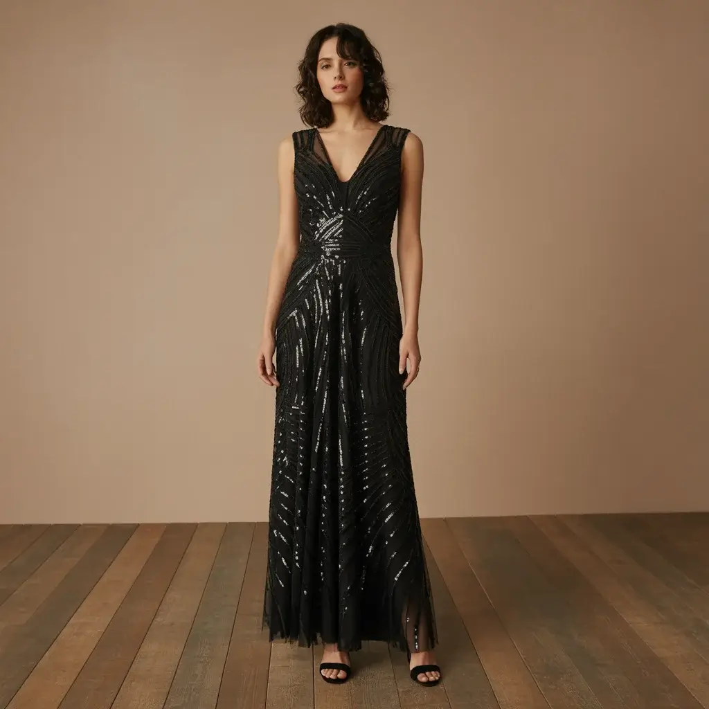 13 Black Long Dresses for Wedding Guests 9 Black Sequin Embellished Cocktail Dress