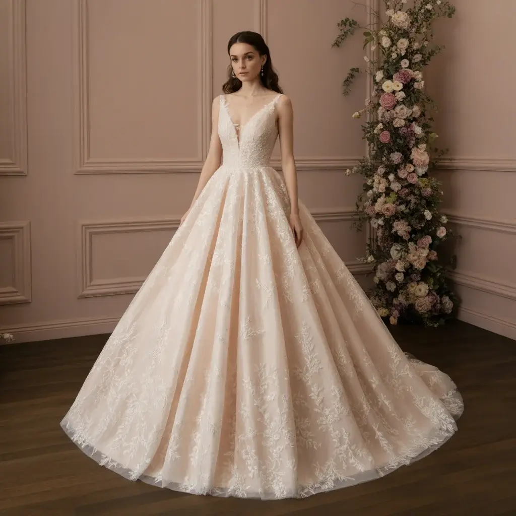 Top 16 Best Try at Home Wedding Dresses That Brides Are Ordering Online 6 Princess wedding dress with delicate floral embroidery on soft tulle layers and ballgown silhouette