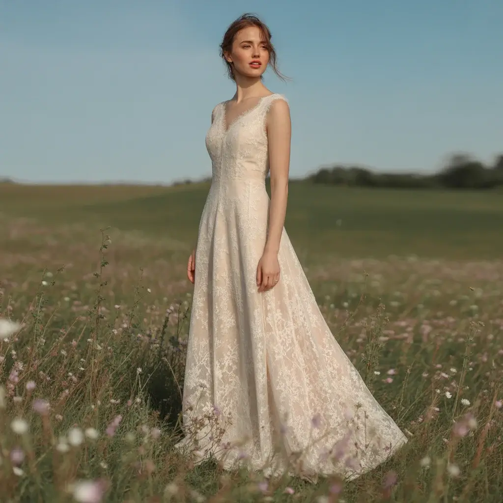 Top 16 Best Try at Home Wedding Dresses That Brides Are Ordering Online 10 Rustic lace fit-and-flare wedding dress with botanical motifs and comfortable feminine silhouette