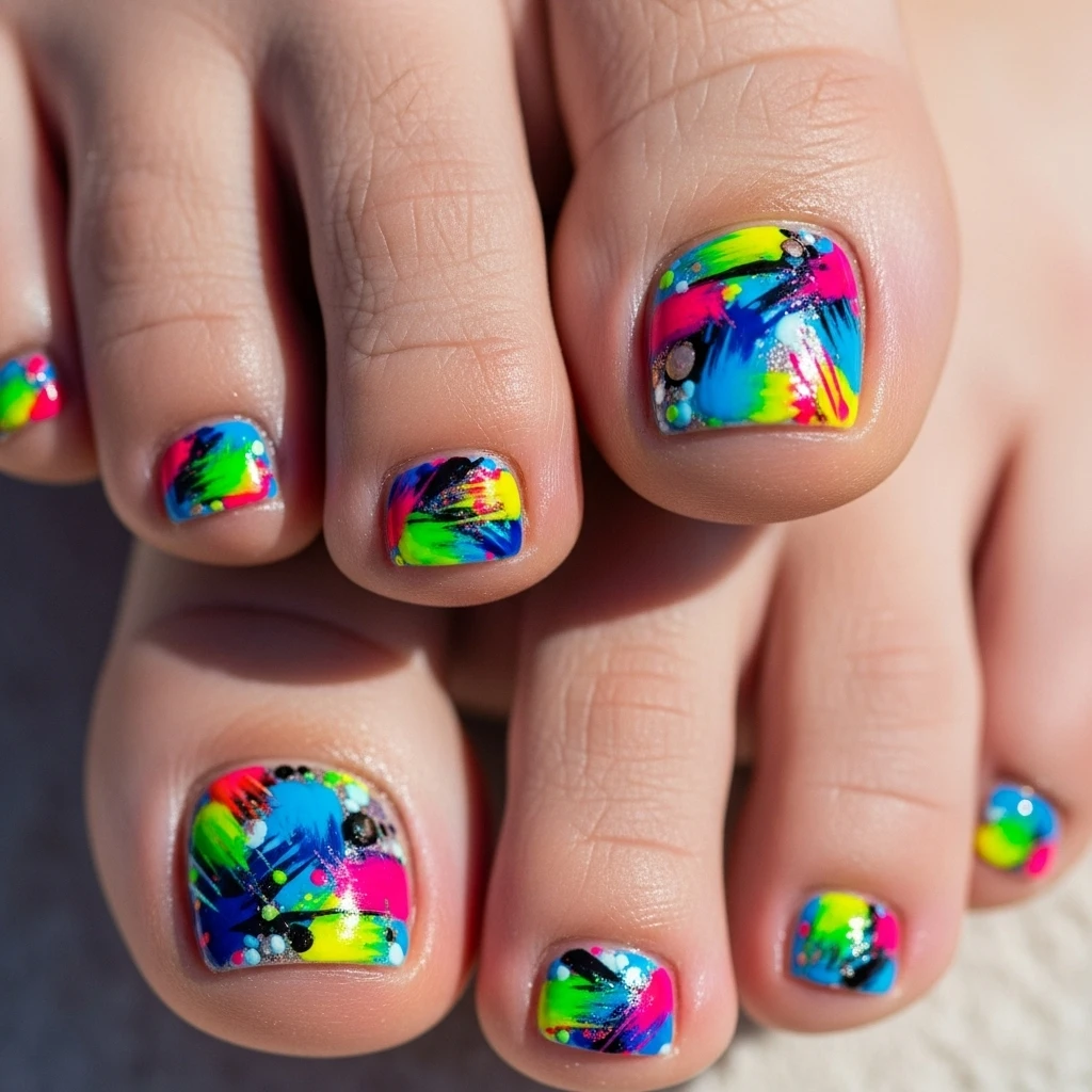 Top 25 Wedding Toe Nail Designs for the Bride: Chic Pedicures for Your Big Day 19 abstract art 4