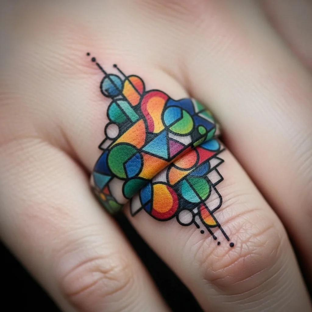 15 Wedding Ring Finger Tattoo Ideas to Celebrate Forever 14 abstract patterns