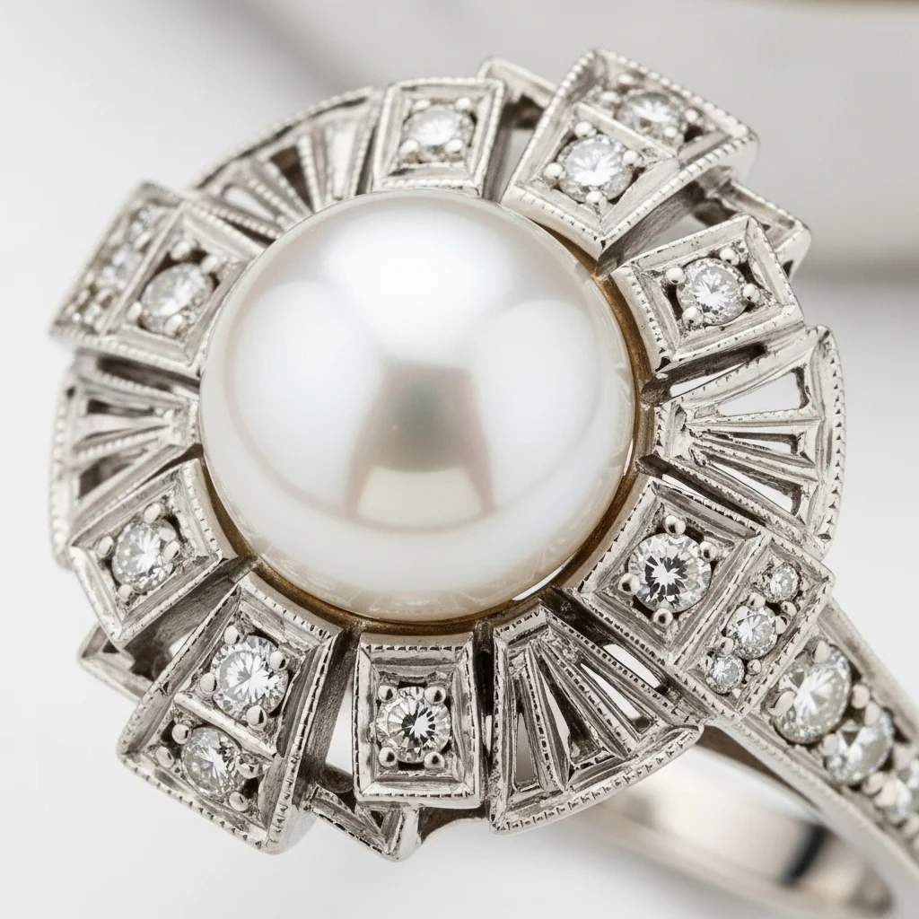 15 Elegant Pearl Wedding Rings to Adore 11 art deco pearl ring