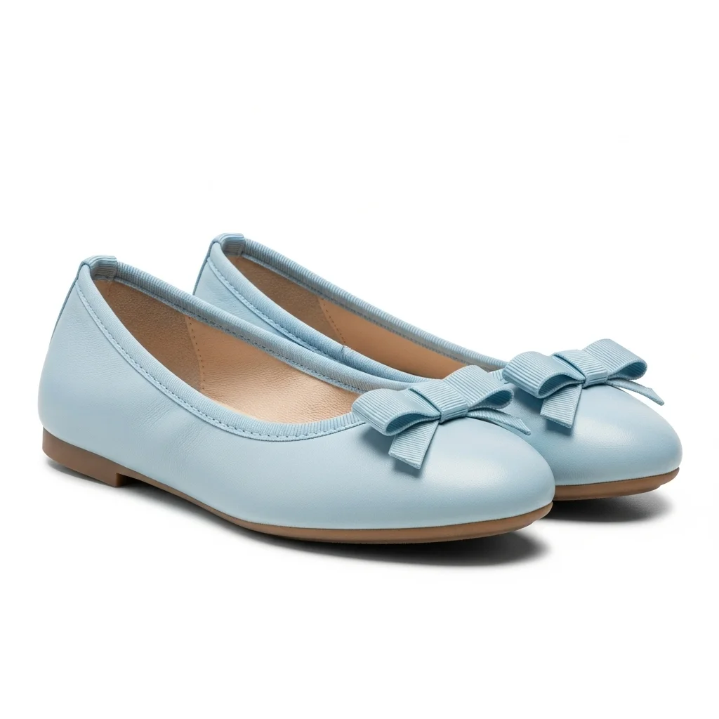 baby blue bow detailed flats