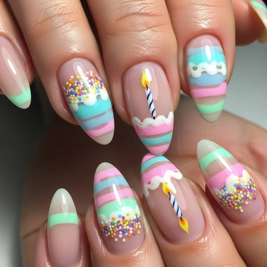birthday cake nails