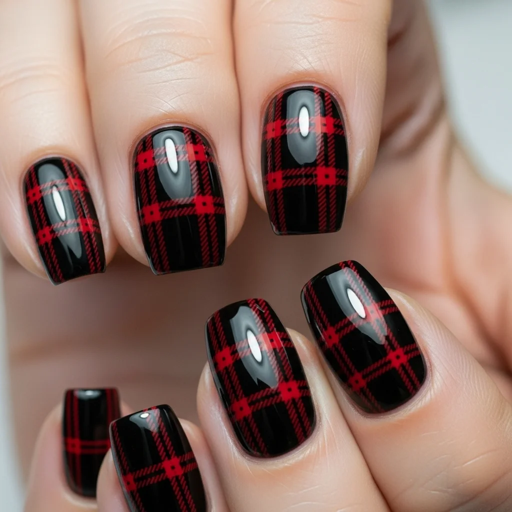 black and red nail art
