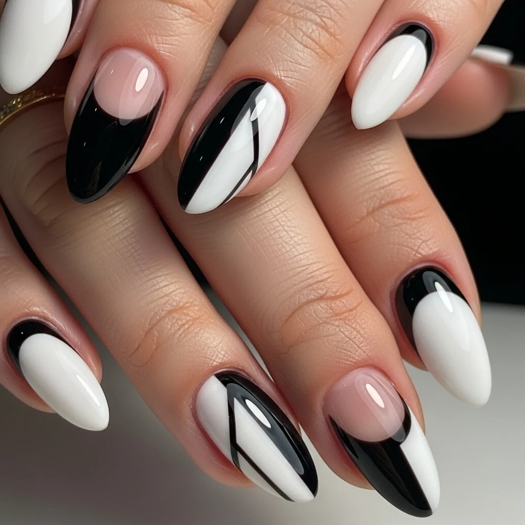 black and white
