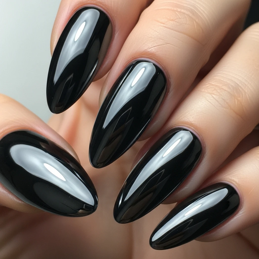 Top 27 Black Wedding Nail Designs for the Bold Bride 24 black chrome nails