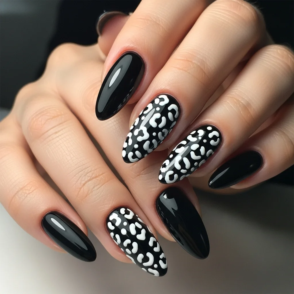 black leopard print nails
