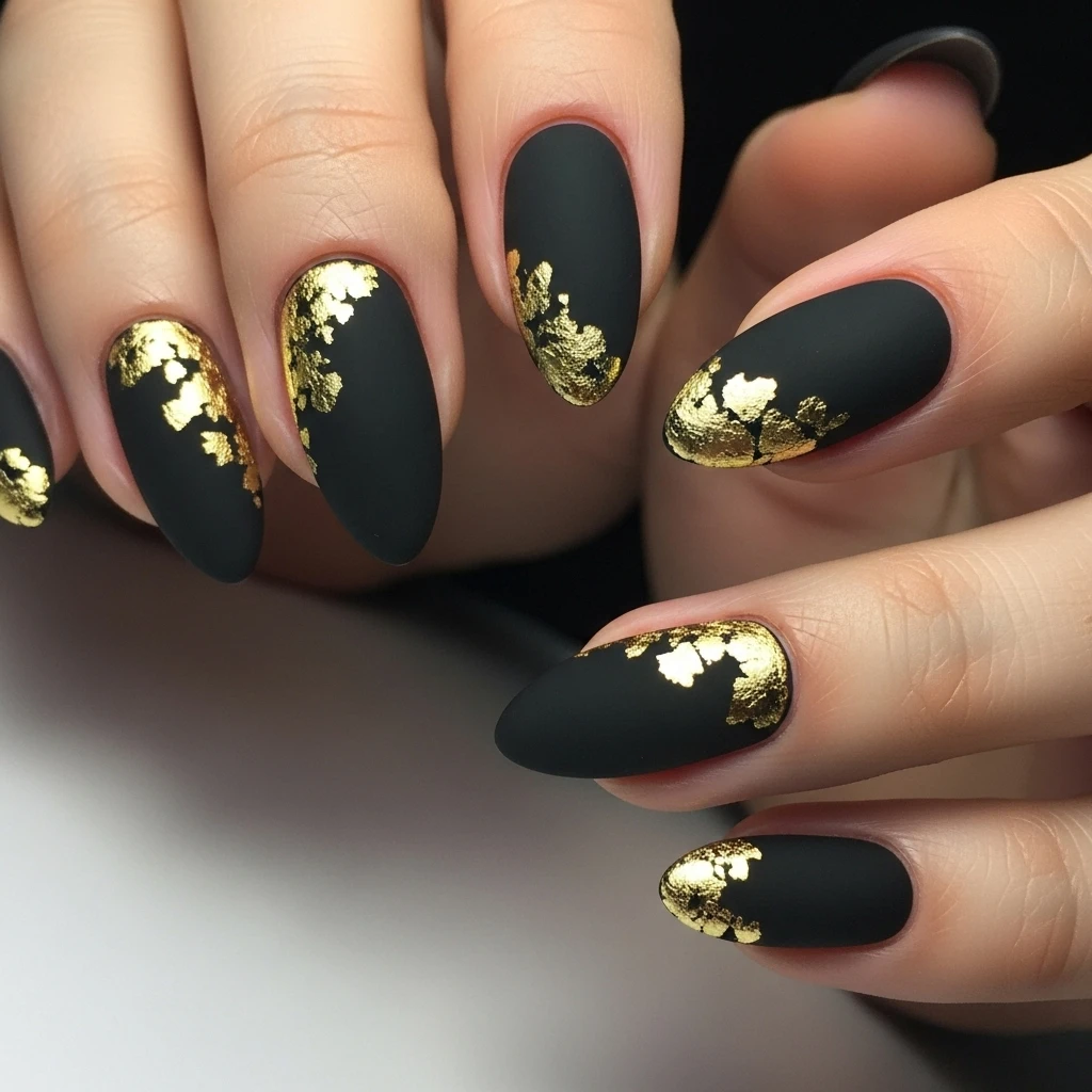 Top 27 Black Wedding Nail Designs for the Bold Bride 3 black with gold accents