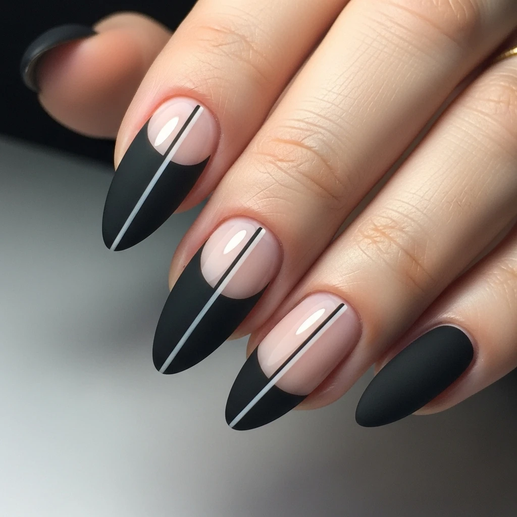 Top 27 Black Wedding Nail Designs for the Bold Bride 14 black with negative space