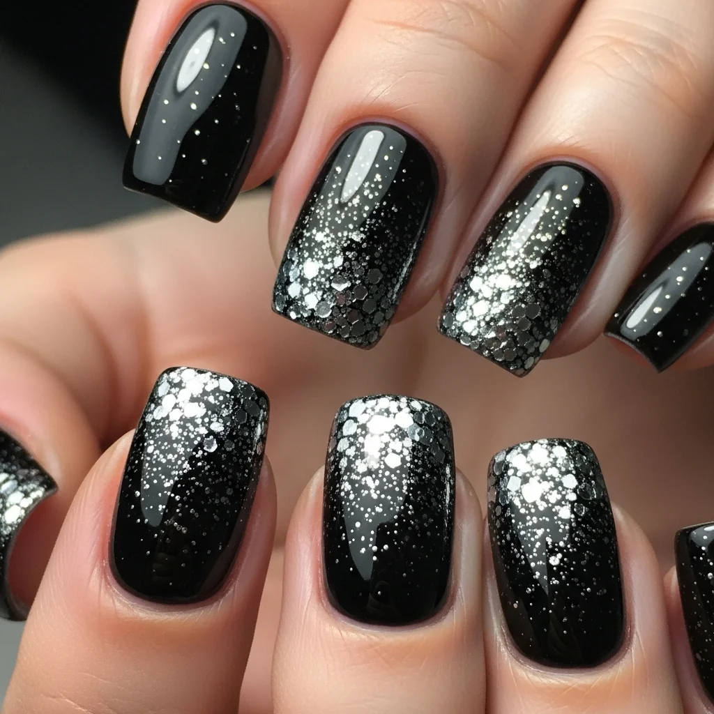 black with silver glitter
