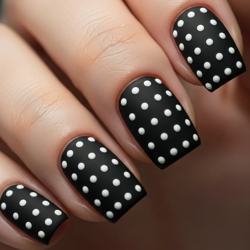 black with white dots