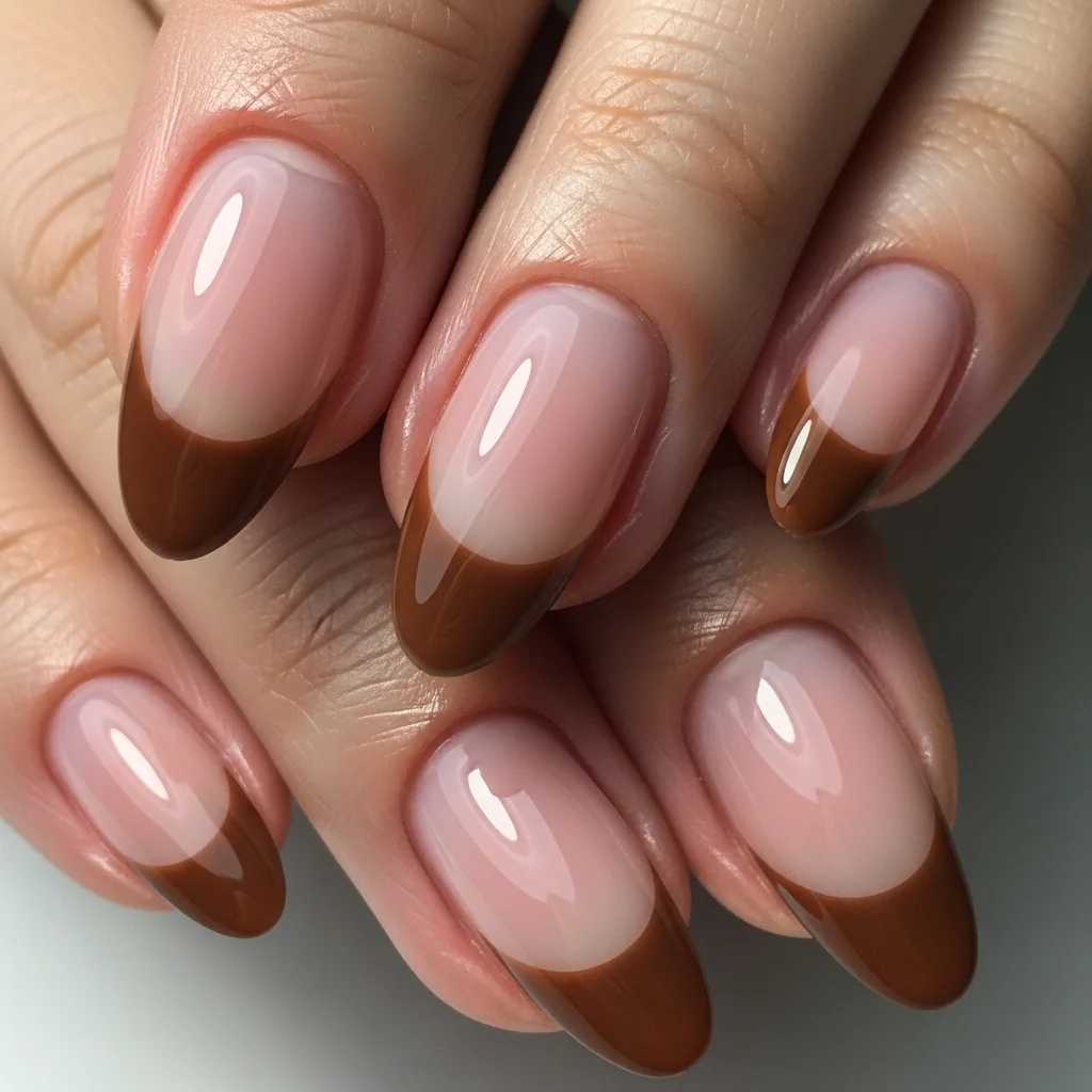brown french manicure