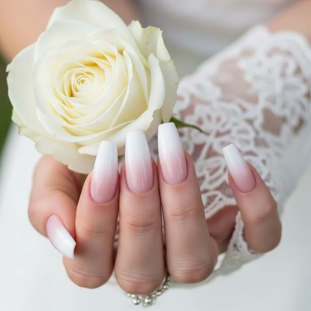 Top 17 Wedding Coffin Nails for the Modern Bride 2 classic french ombre coffin