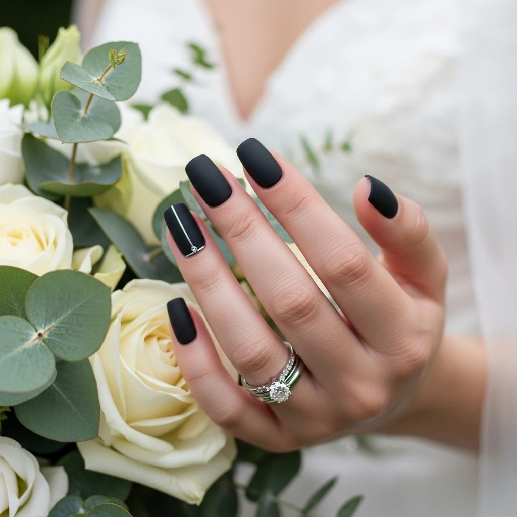 Top 27 Black Wedding Nail Designs for the Bold Bride 2 classic matte black