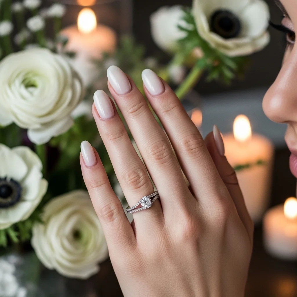 Sparkle & Frost: The Top 13 Winter Wedding Nail Ideas for Brides 2 classic opaque white or ivory