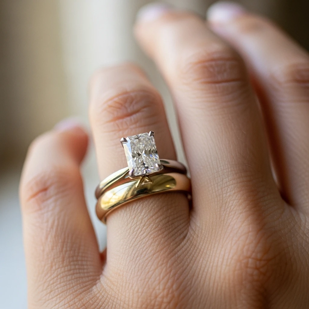 17 Radiant Cut Wedding Ring Sets to Love 2 classic solitaire radiant cut set