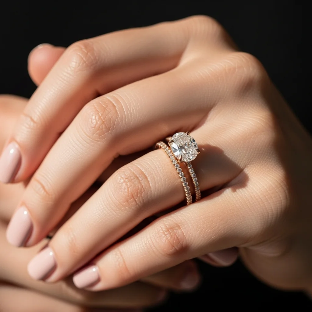 17 Oval Engagement Rings with Wedding Bands: Perfect Matches 2 classic solitaire with a delicate pave band