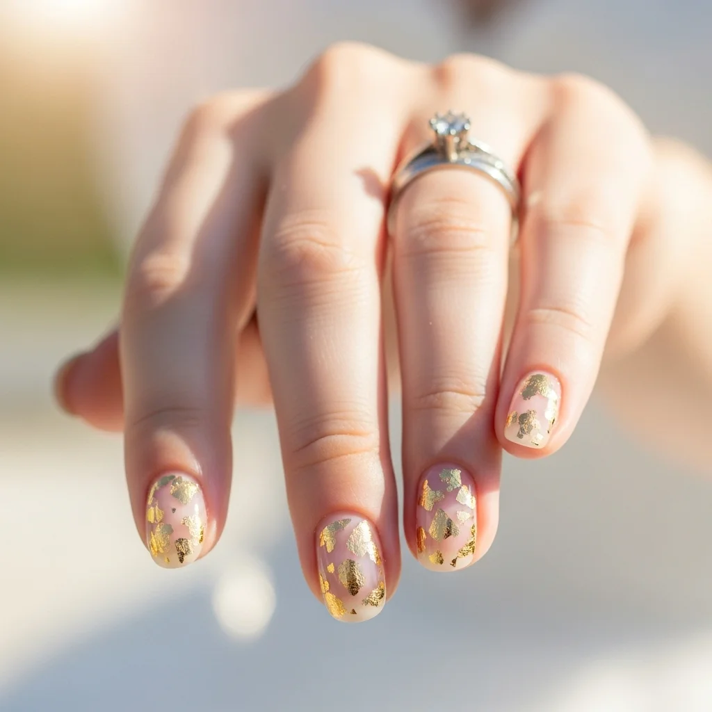 clear with gold leaf flakes