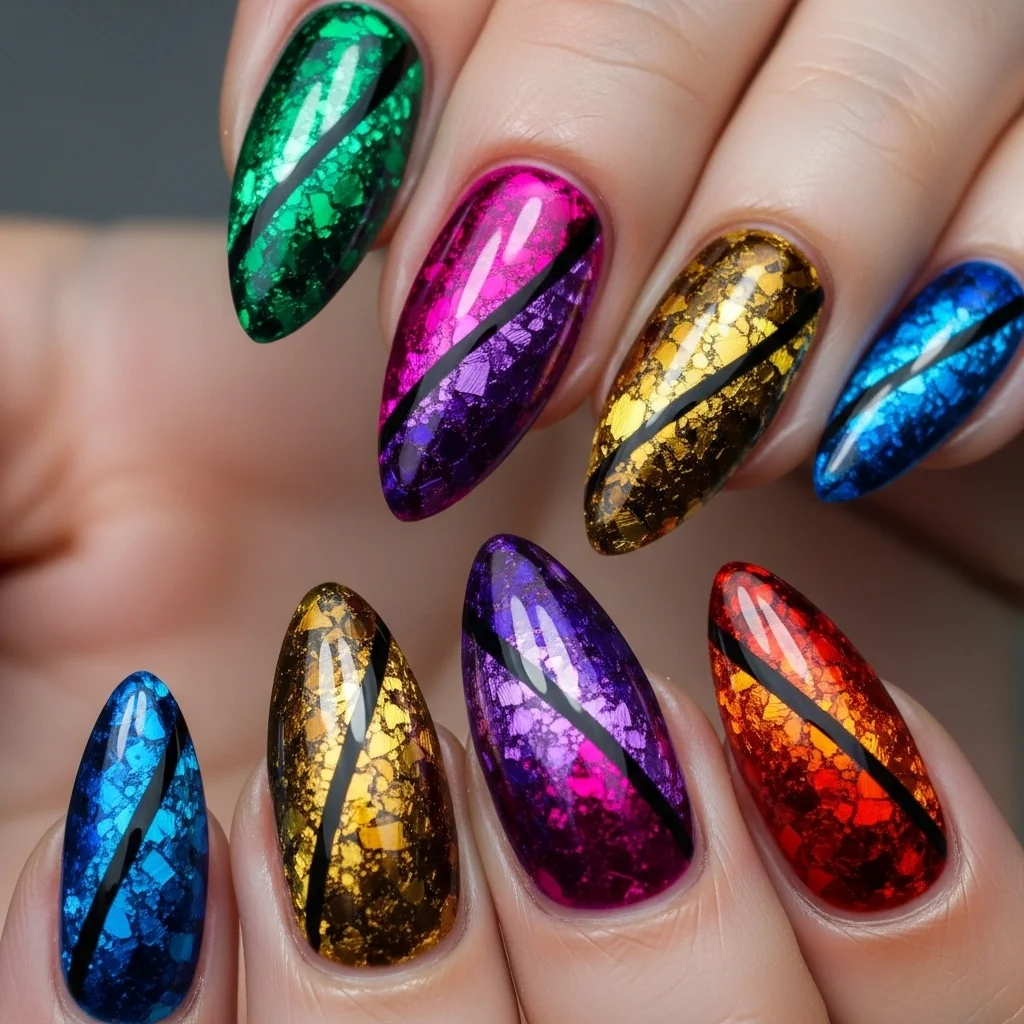 colorful foil cat eye