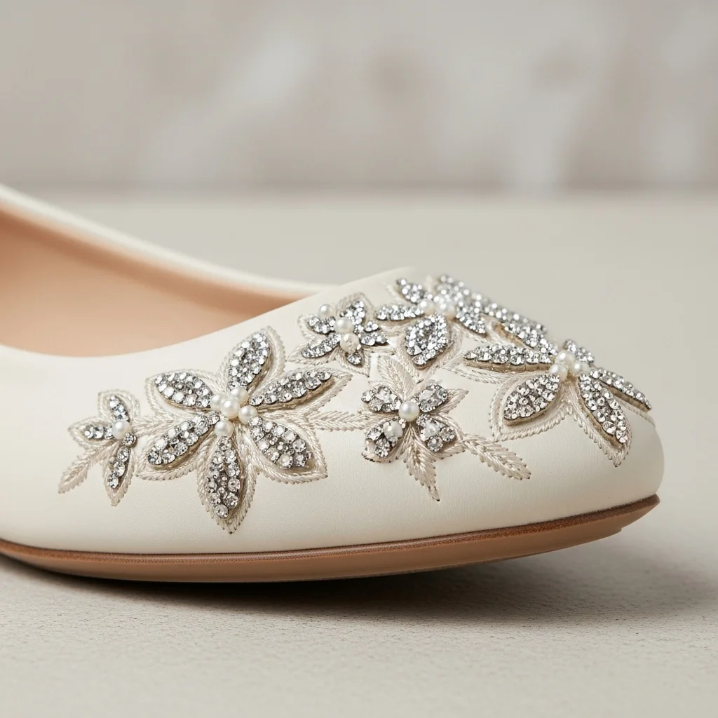 crystal embroidered flats