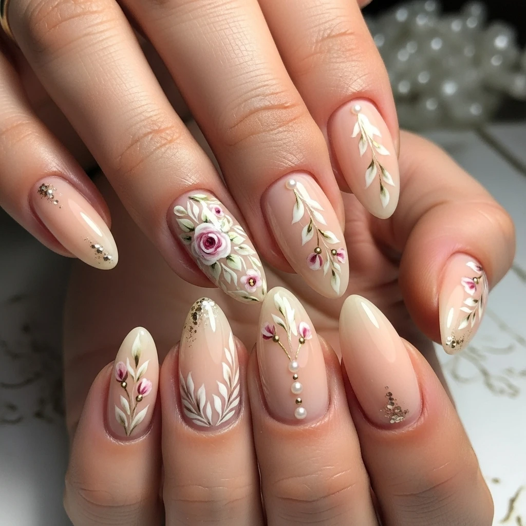 Top 13 Wedding Nail Designs for the Modern Bride 14 custom nail art design