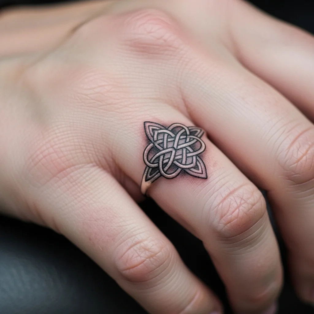 15 Wedding Ring Finger Tattoo Ideas to Celebrate Forever 3 delicate celtic knot