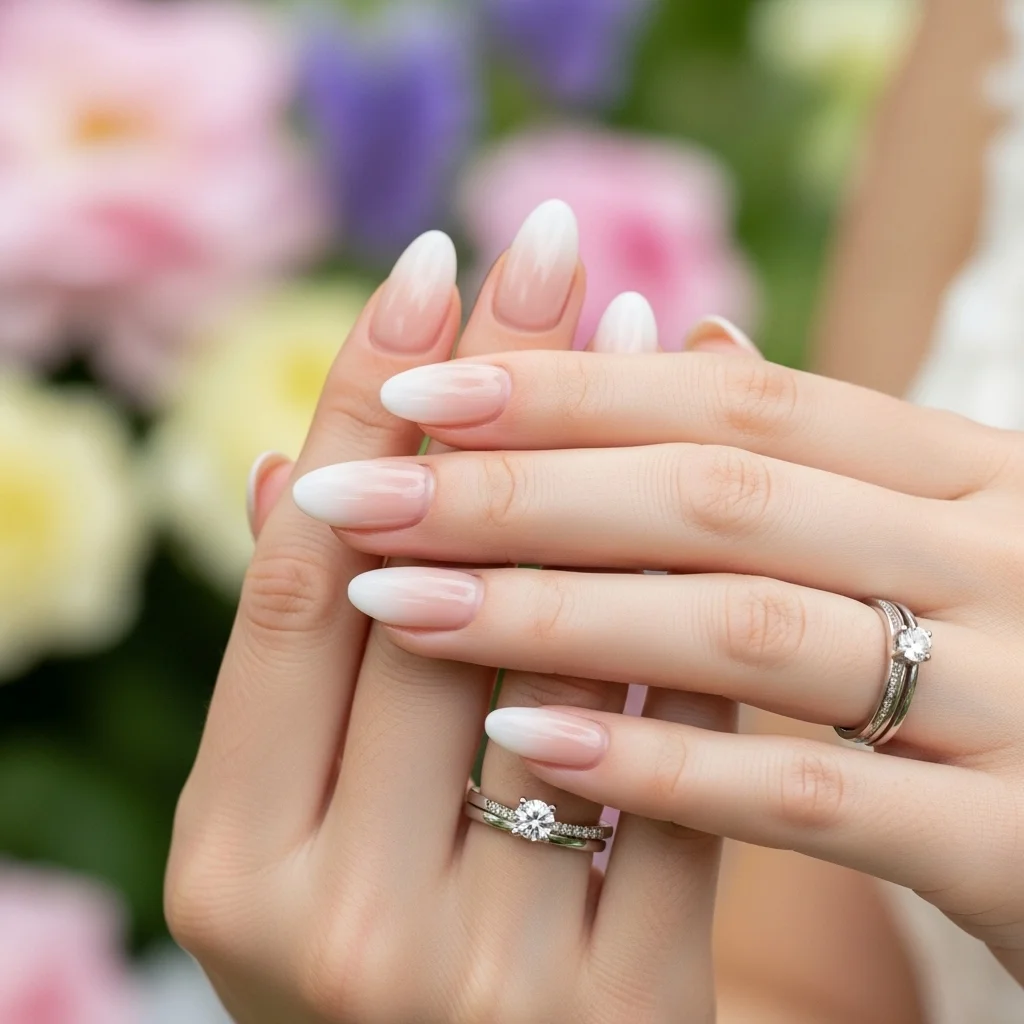 delicate ombr nude to white