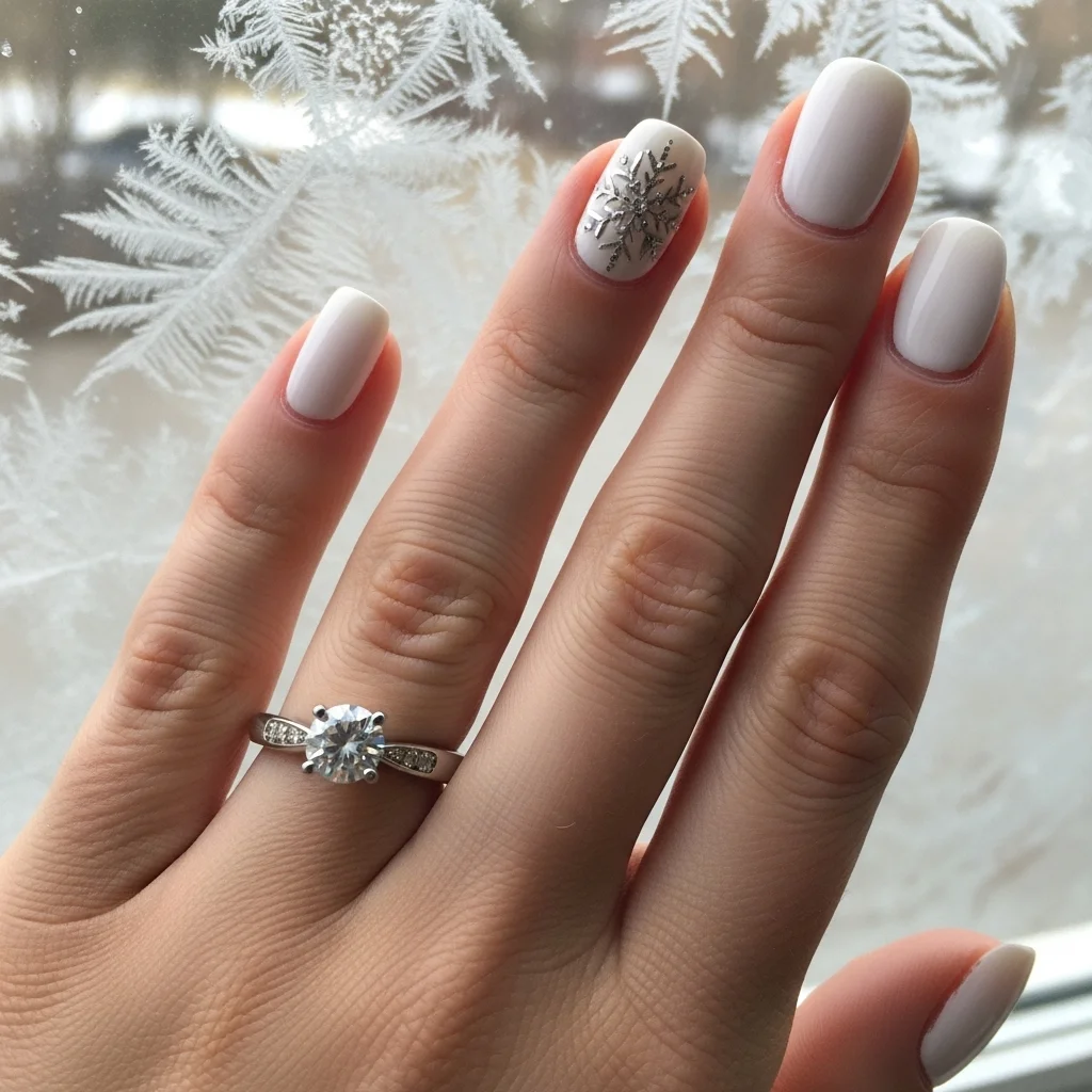 Sparkle & Frost: The Top 13 Winter Wedding Nail Ideas for Brides 9 delicate snowflakes or winter motifs