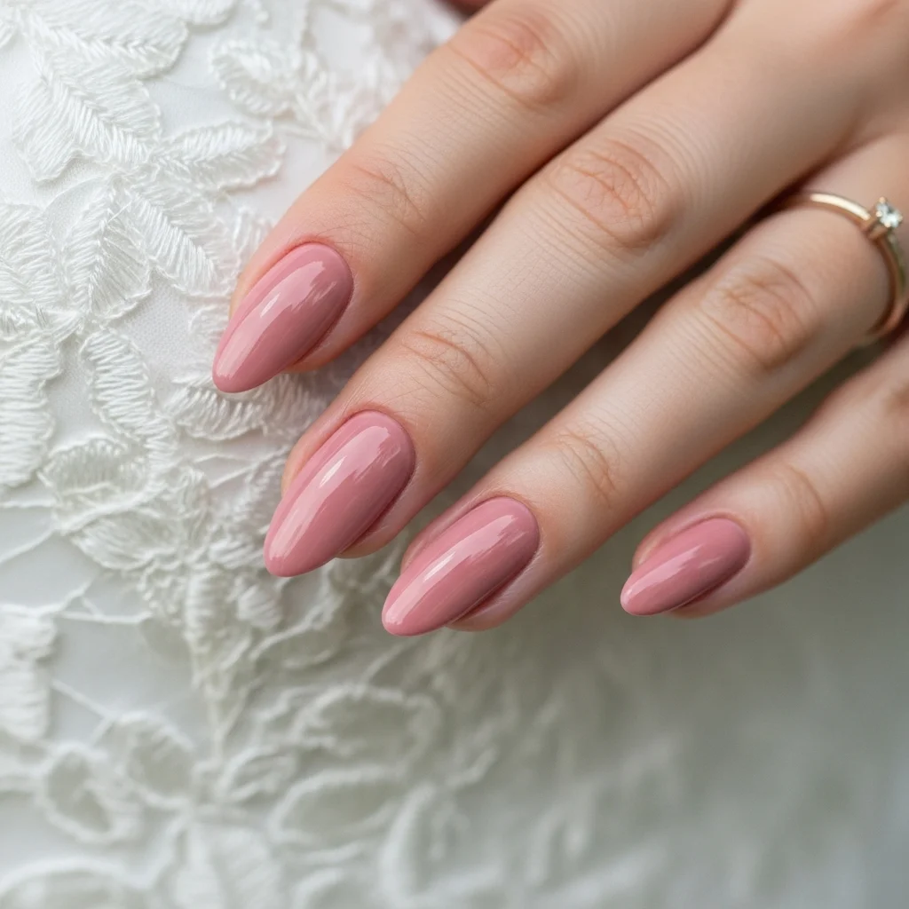 23 Dreamy Wedding Gel Nails for Brides: Your Ultimate Bridal Mani Guide 18 dusty rose solid color