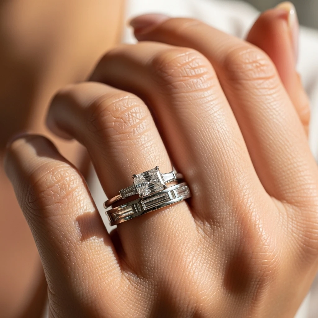 17 Radiant Cut Wedding Ring Sets to Love 6 east west radiant cut set