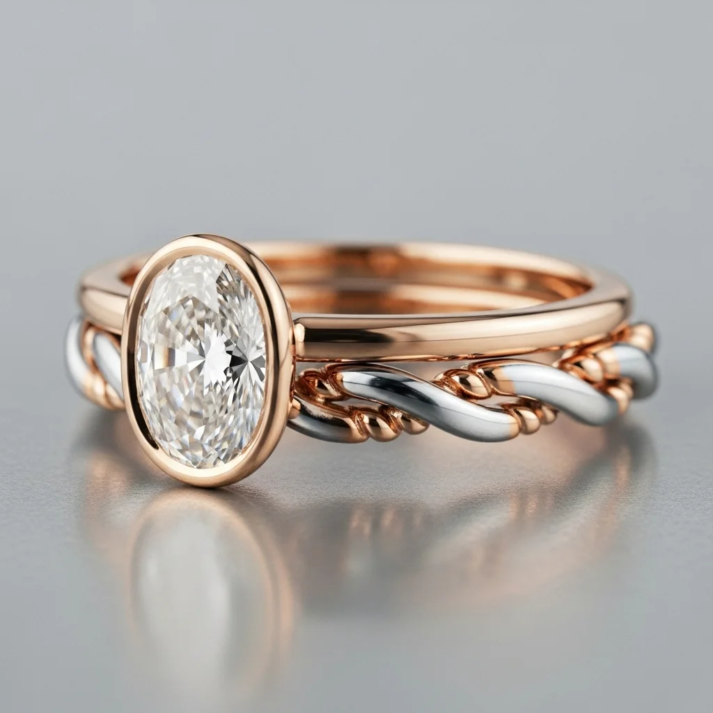 17 Oval Engagement Rings with Wedding Bands: Perfect Matches 7 east west setting with a twisted band