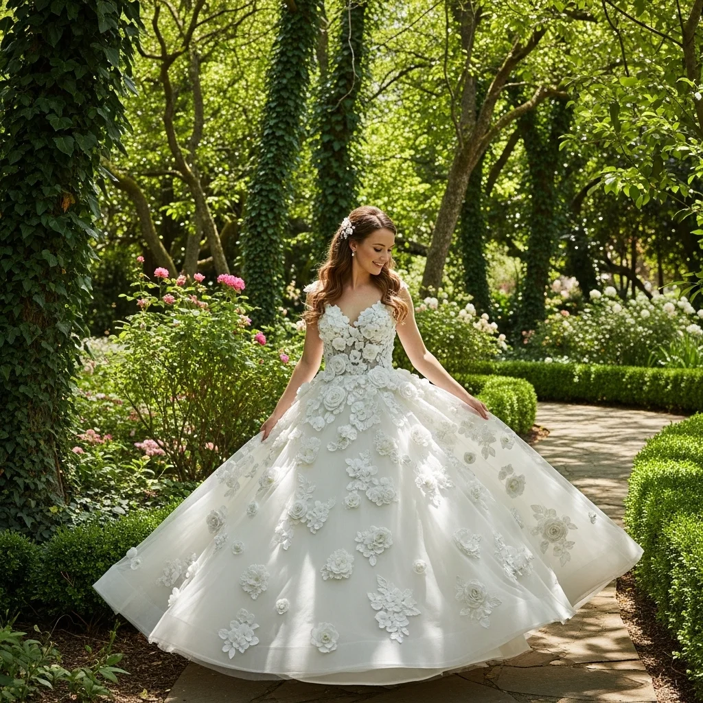11 Ball Gown Wedding Dresses to Feel Like a Princess 4 embroidered ball gown with 3d flowers