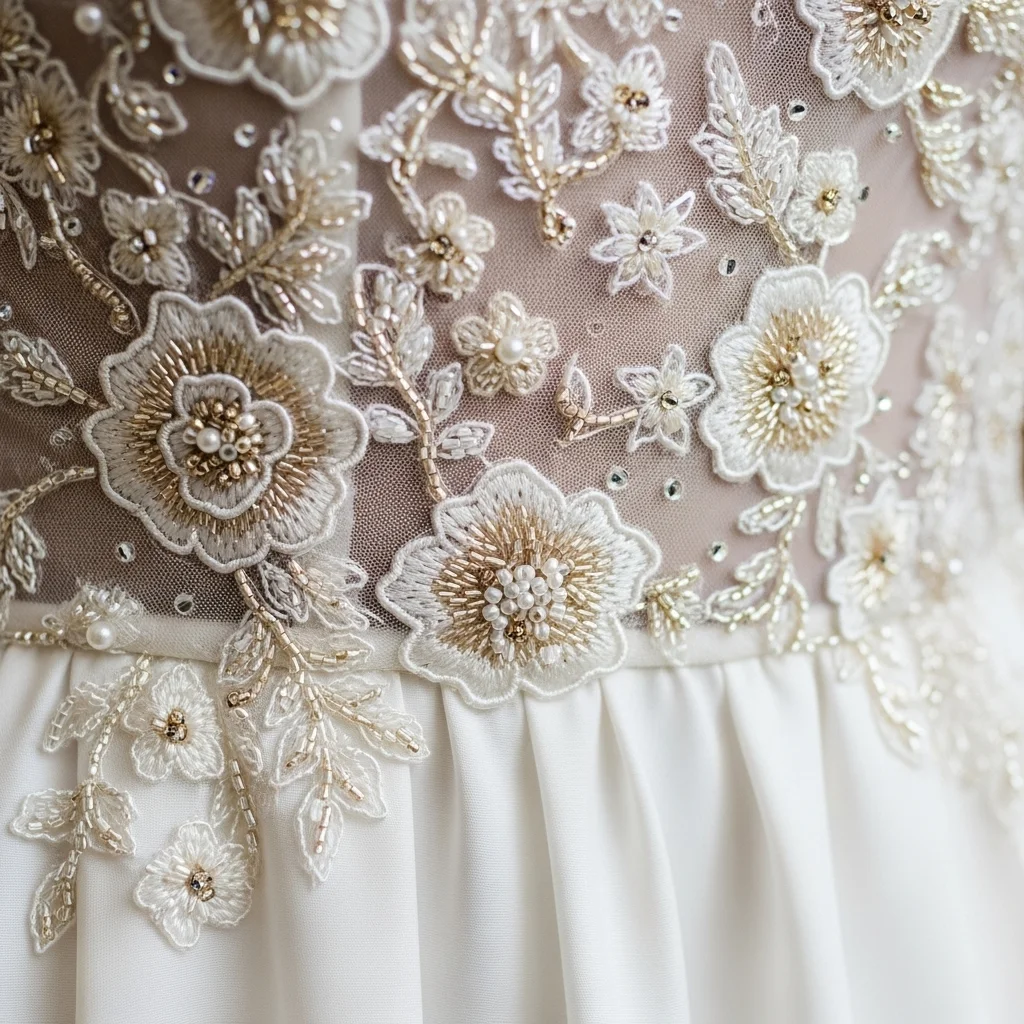 embroidered floral drop waist