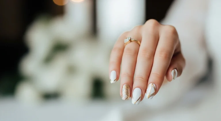Top 17 Elegant Gold Bride Nails for Your Wedding Day 20 Top 17 Elegant Gold Bride Nails for Your Wedding Day