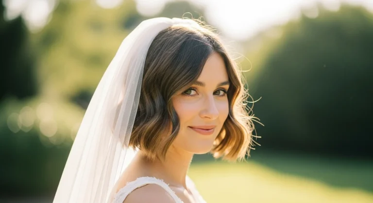 Top 13 Short Hair Bride Hairstyles with Veil: Stunning Looks for Your Big Day 27 Top 13 Short Hair Bride Hairstyles with Veil: Stunning Looks for Your Big Day