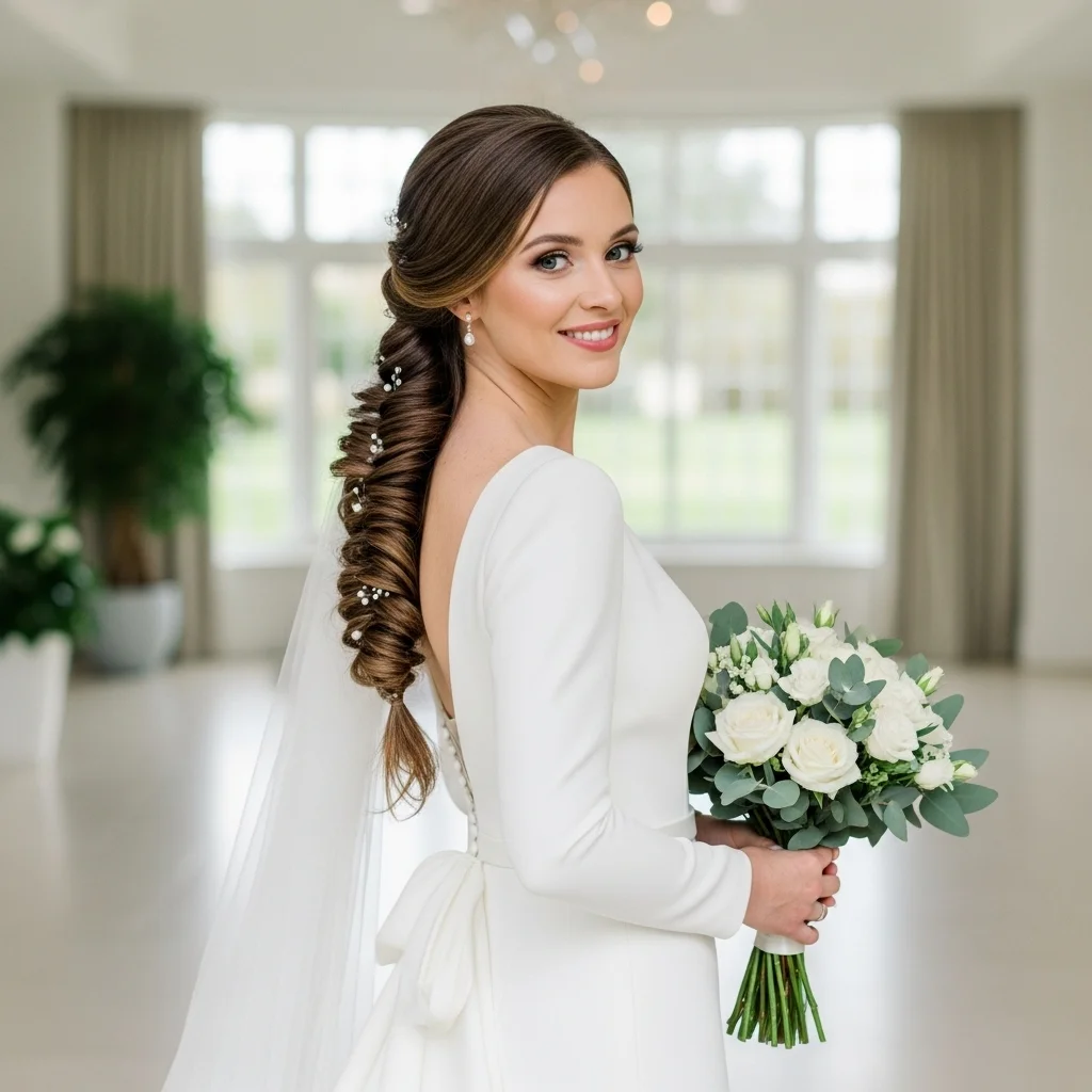 Top 13 Dreamy Bride Hairstyles for Long Hair: Your Perfect Wedding Look Awaits! 4 fishtail braid