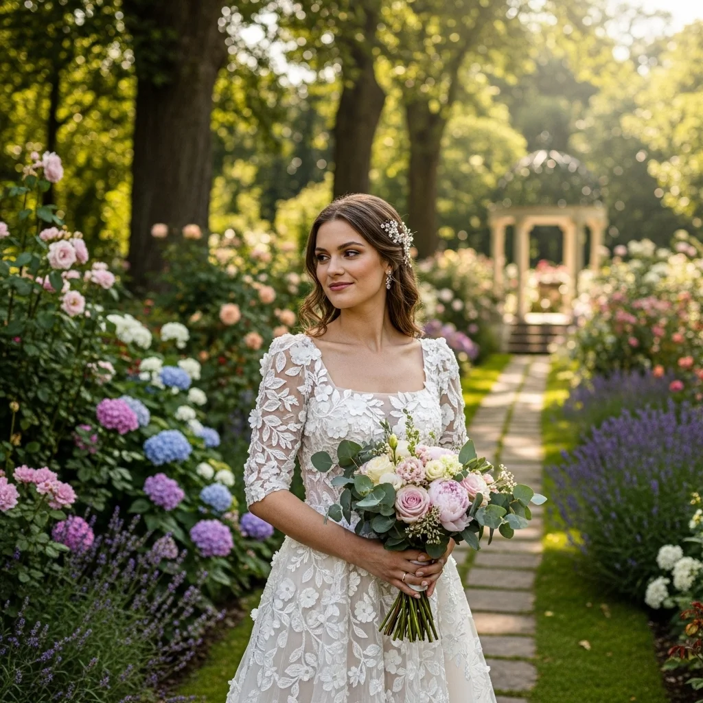 13 Square Neck Wedding Dresses to Make You Shine 10 floral appliqu square neck dress