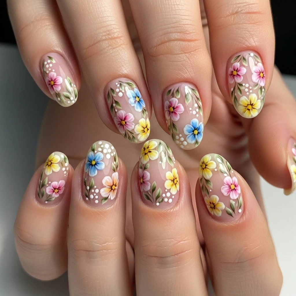 Top 13 Wedding Nail Designs for the Modern Bride 7 floral nail art