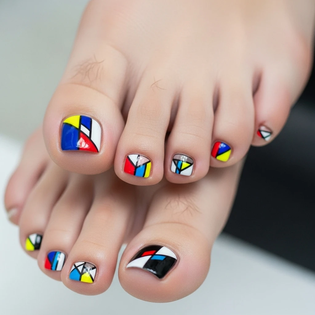 Top 25 Wedding Toe Nail Designs for the Bride: Chic Pedicures for Your Big Day 11 geometric designs 2