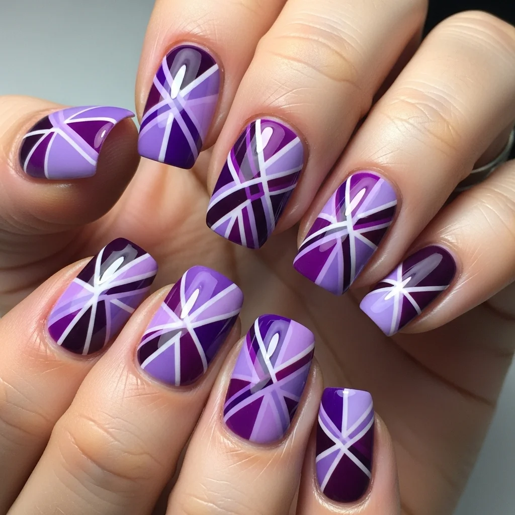 Top 15 Purple Nail Designs to Inspire Your Next Manicure 7 geometric purple