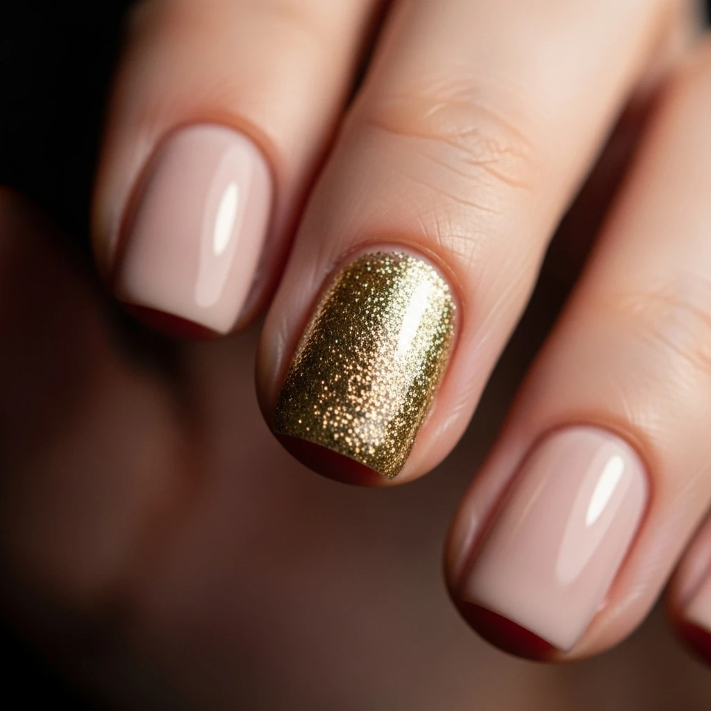 Top 17 Elegant Gold Bride Nails for Your Wedding Day 4 gold glitter accent nail